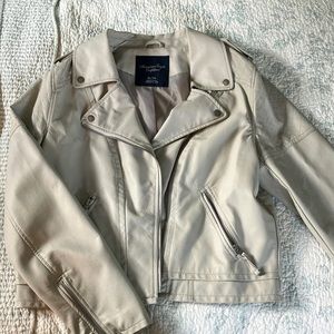 American eagle faux beige  leather jacket